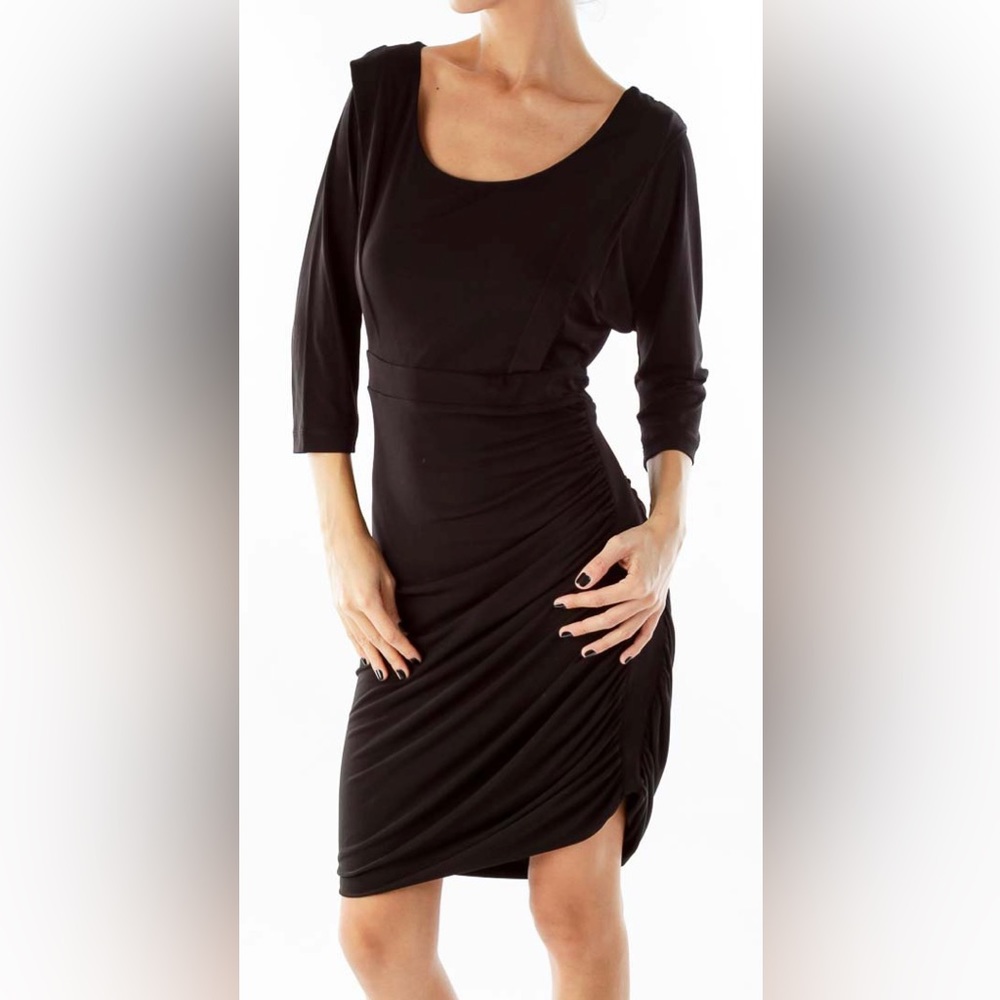 Bcbgeneration Black Side Ruched Asymmetrical Dres… - image 1